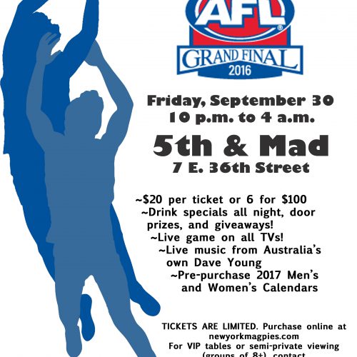 2016 AFL Grand Final Party in NYC